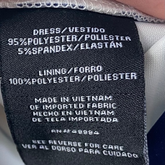 R&M Richards 16W 1X Dress Floral Striped Blue White Wedding Party Silky Stretch - Picture 4 of 4